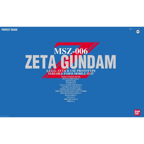 Bandai PG 1 60 MSZ-006 Zeta Gundam Model Kit on Sale