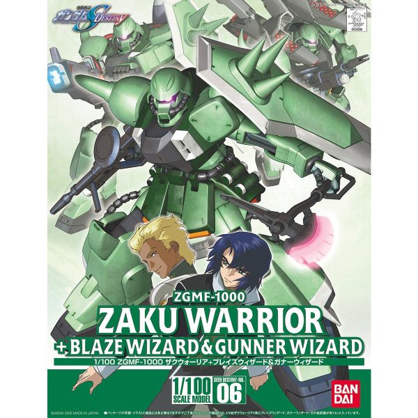 Bandai 1 100 ZGMF-1000 Zaku Warrior + Blaze Wizard & Gunner Wizard Model Kit on Sale